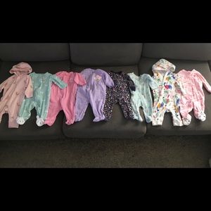 SLEEP N PLAY ONESIES baby girl 0-3 3 MONTH CARTERS